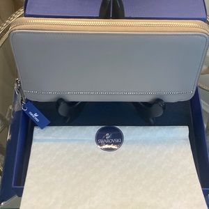 Genuine New in Box Swarovski Leather Wallet - Suede Lined